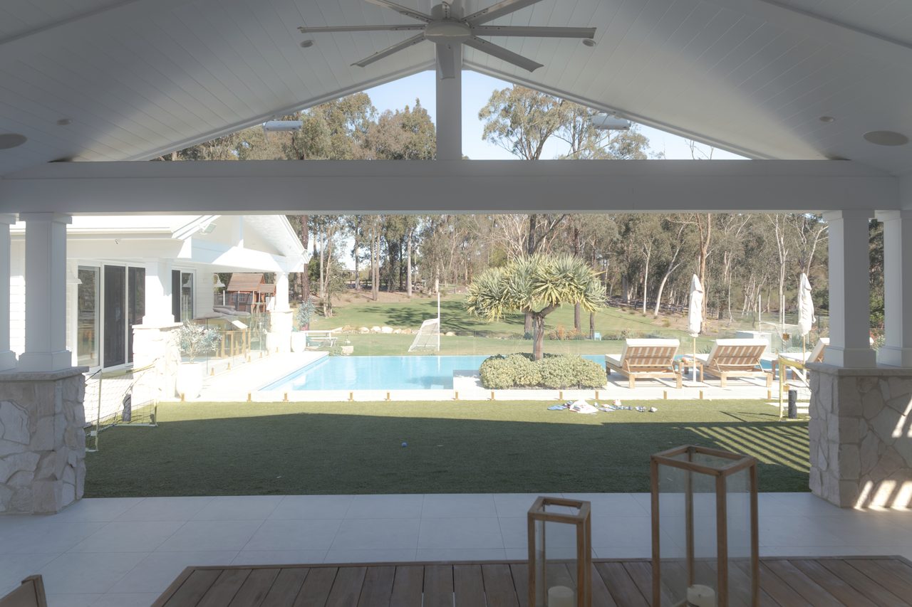 From inside the cabana, looking out