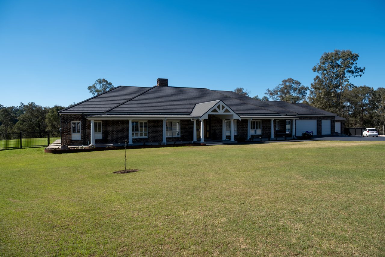 The full width of the house from the lawn