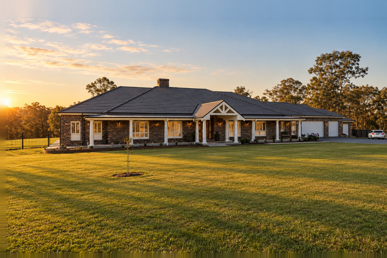 The full width of the house from the lawn