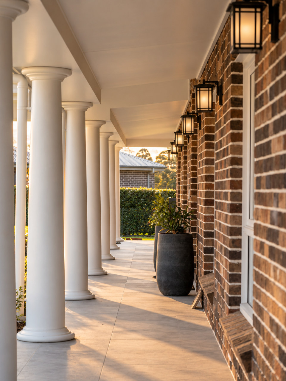 The colonnade along the verandah