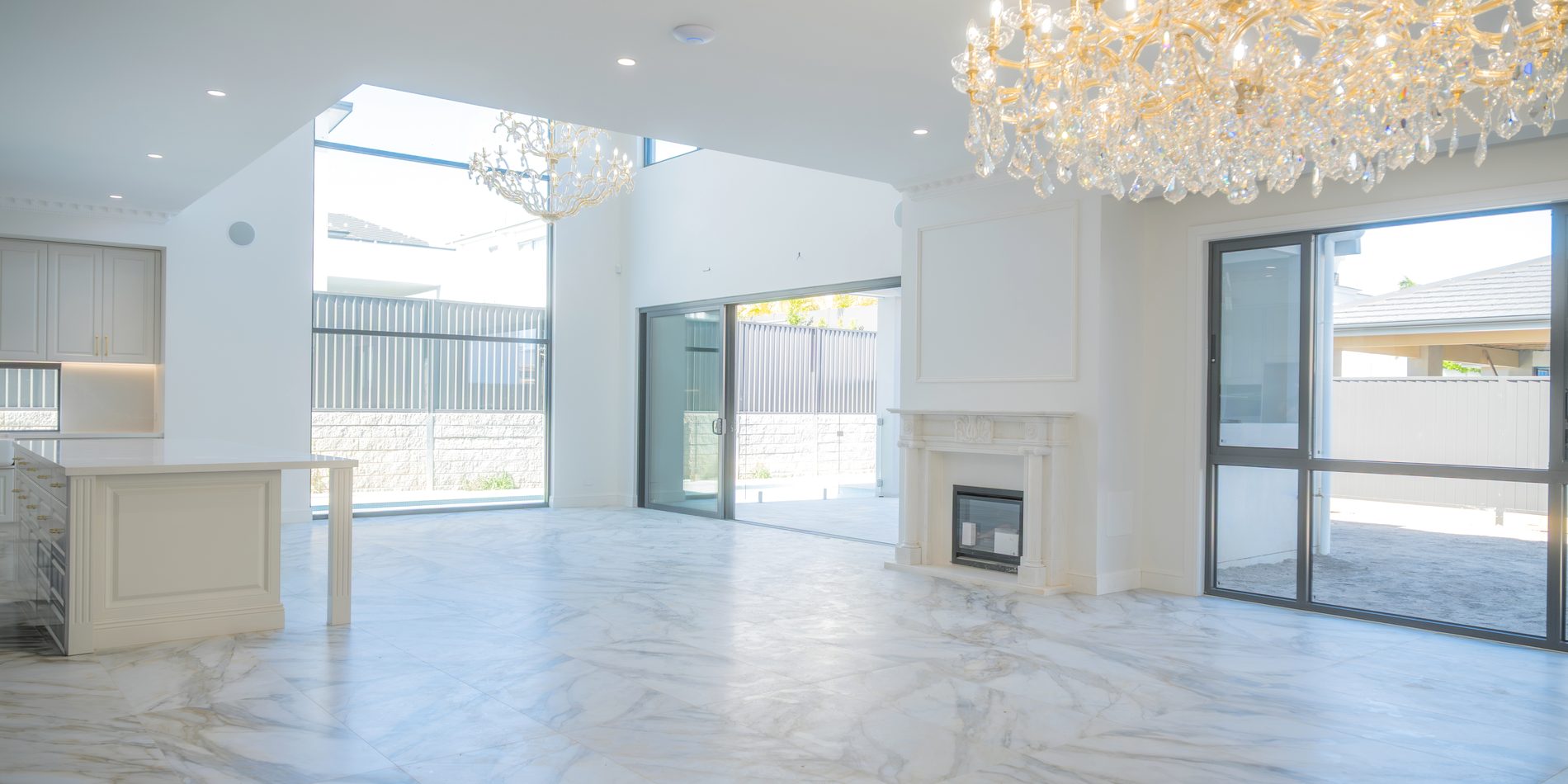 The main living room, opening to the terrace