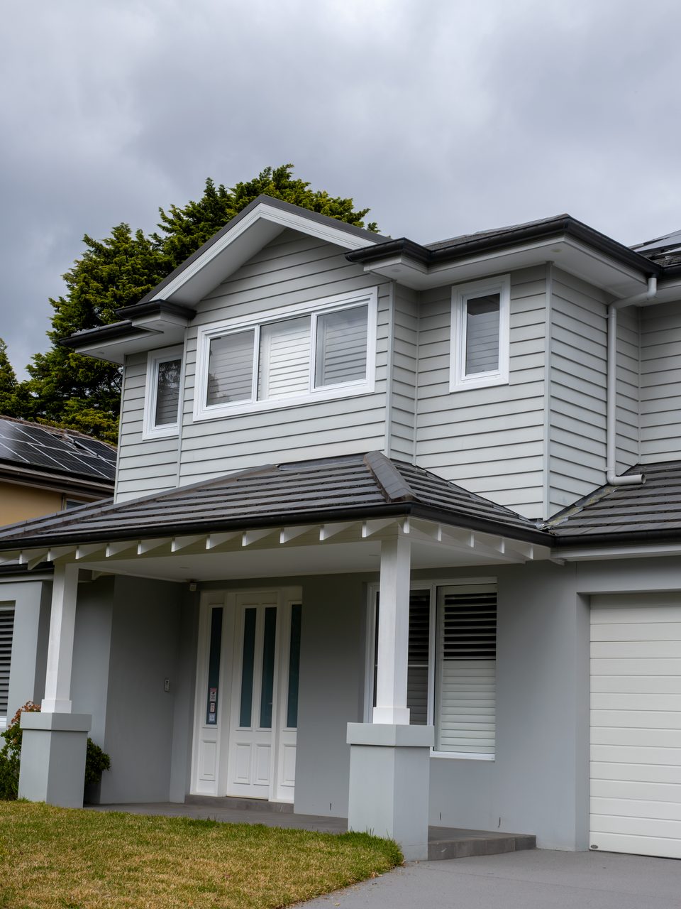 The front corner of the house